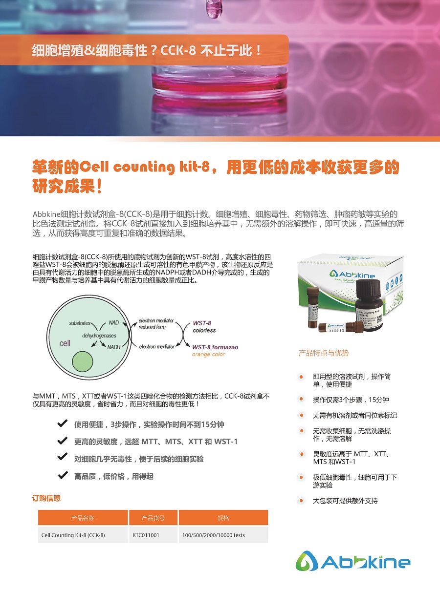 CCK-8细胞增殖/毒性检测试剂盒-产品手册