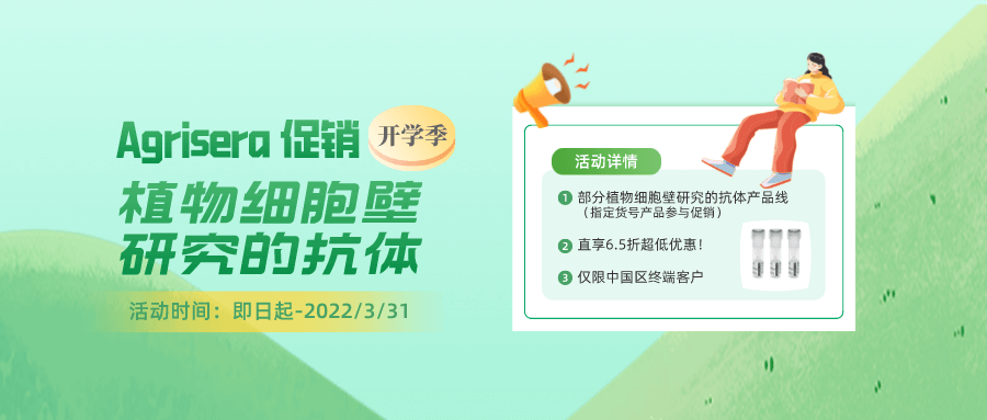 开学啦，Agrisera部分植物细胞壁研究的抗体产品，大促啦！