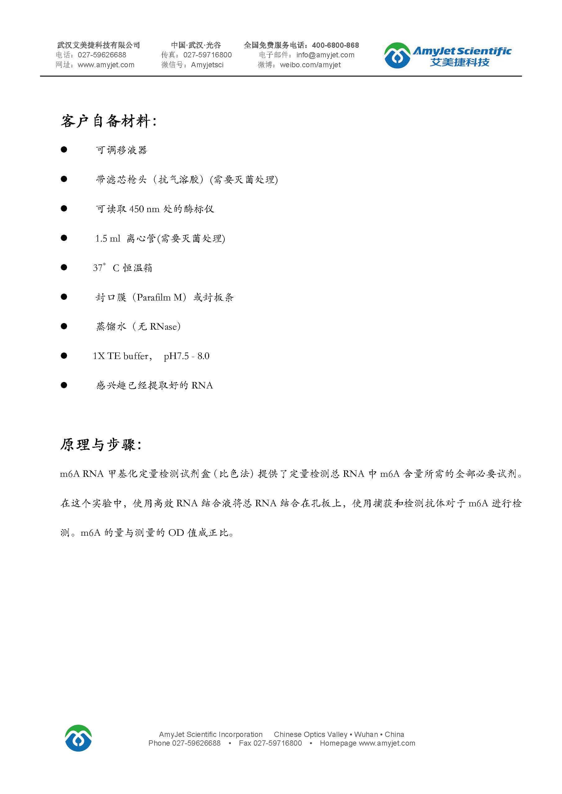 m6A RNA定量试剂盒（P-9005) 中文说明书